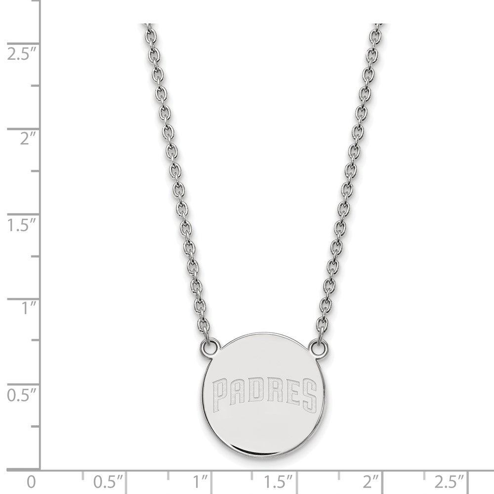 Alternate view of the Sterling Silver MLB San Diego Padres Large Disc Necklace, 18 Inch by The Black Bow Jewelry Co.