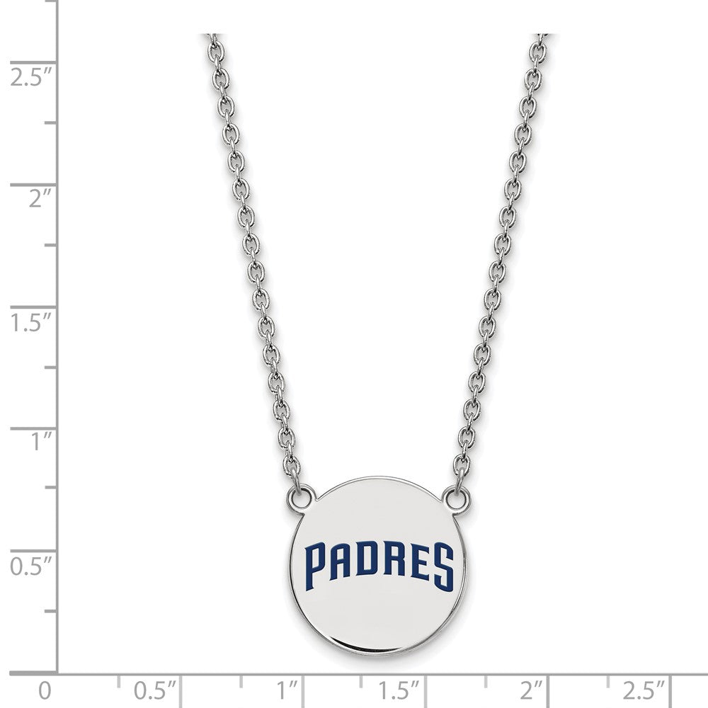 Alternate view of the Sterling Silver MLB San Diego Padres LG Enamel Disc Necklace, 18 Inch by The Black Bow Jewelry Co.