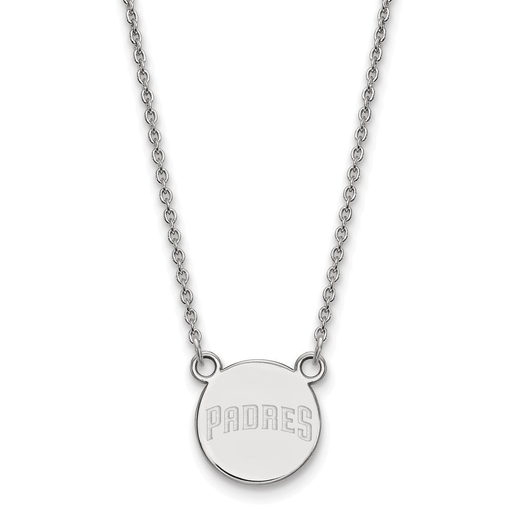 Sterling Silver MLB San Diego Padres Small Disc Necklace, 18 Inch, Item N25573 by The Black Bow Jewelry Co.