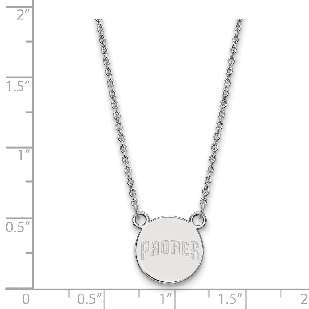 Alternate view of the Sterling Silver MLB San Diego Padres Small Disc Necklace, 18 Inch by The Black Bow Jewelry Co.