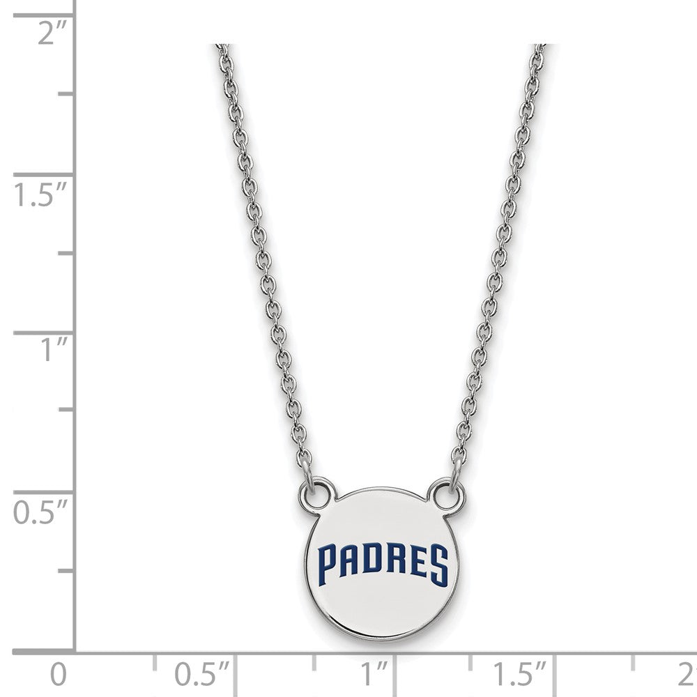 Alternate view of the Sterling Silver MLB San Diego Padres SM Enamel Disc Necklace, 18 Inch by The Black Bow Jewelry Co.