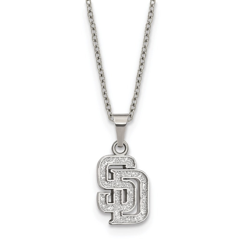 Stainless Steel MLB San Diego Padres Small S-D Necklace, 18-20 Inch, Item N25577 by The Black Bow Jewelry Co.