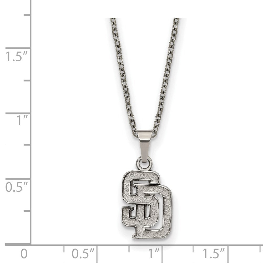 Alternate view of the Stainless Steel MLB San Diego Padres Small S-D Necklace, 18-20 Inch by The Black Bow Jewelry Co.