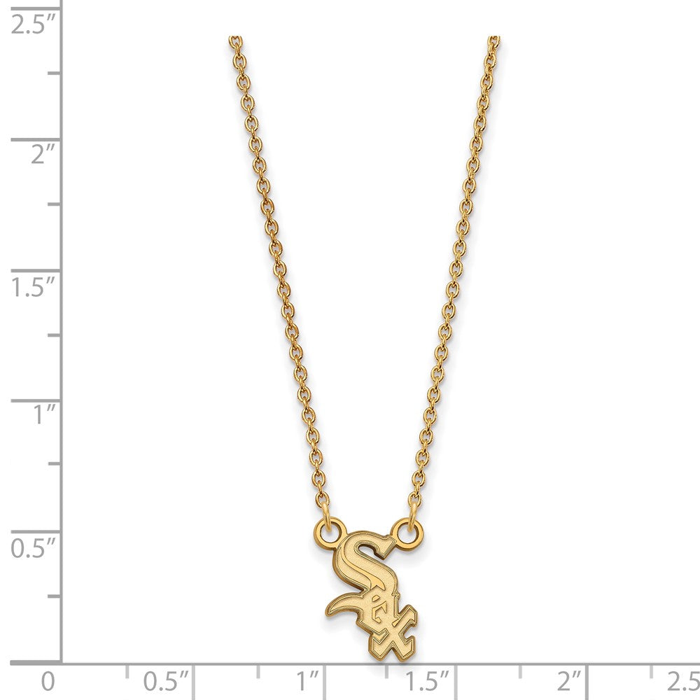 Alternate view of the 10K Yellow Gold MLB Chicago White Sox Small Script Necklace, 18 Inch by The Black Bow Jewelry Co.
