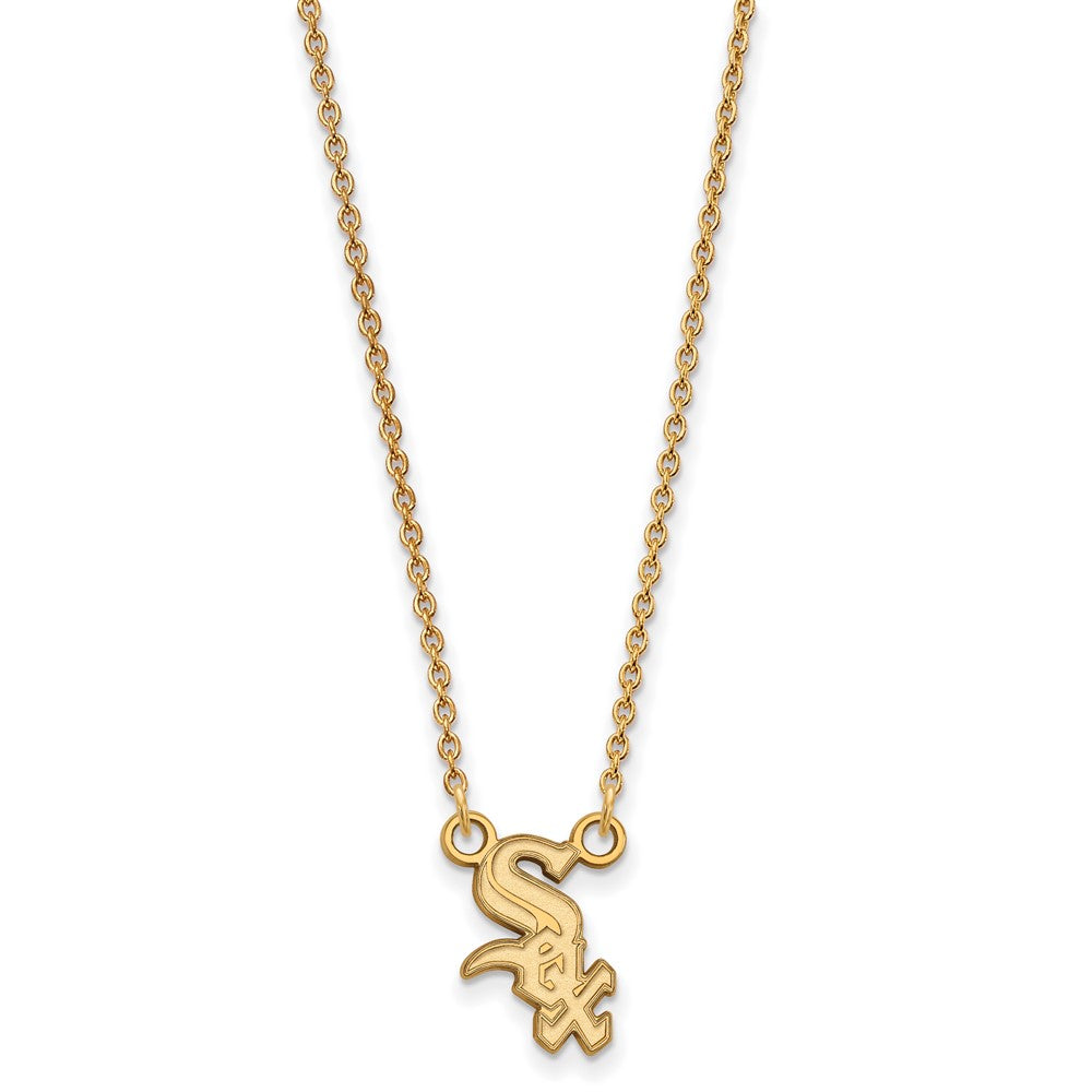 14K Yellow Gold MLB Chicago White Sox Small Script Necklace, 18 Inch, Item N25581 by The Black Bow Jewelry Co.