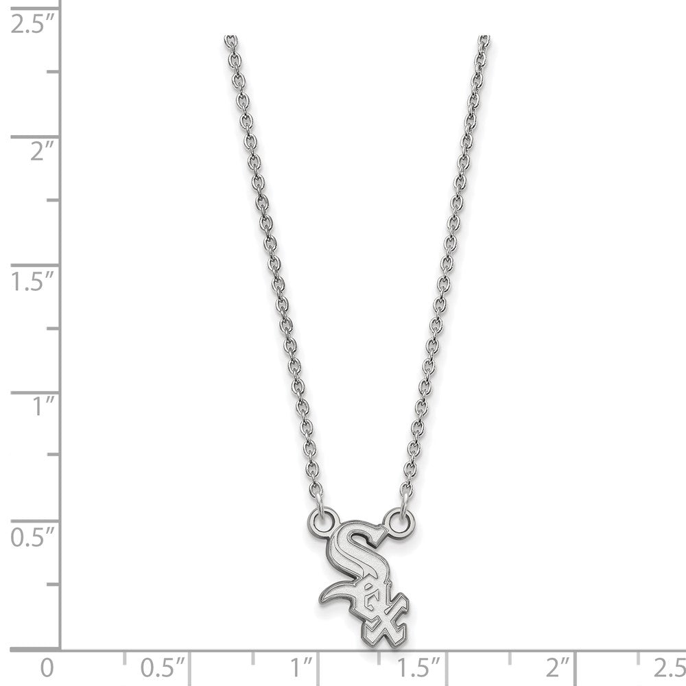 Alternate view of the Sterling Silver MLB Chicago White Sox Small Script Necklace, 18 Inch by The Black Bow Jewelry Co.
