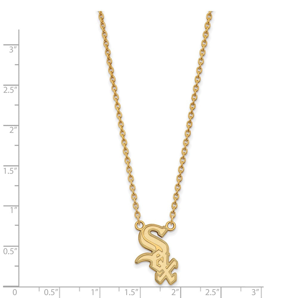 Alternate view of the 14K Gold Plated S.S. MLB Chicago White Sox Large Script Necklace, 18in by The Black Bow Jewelry Co.