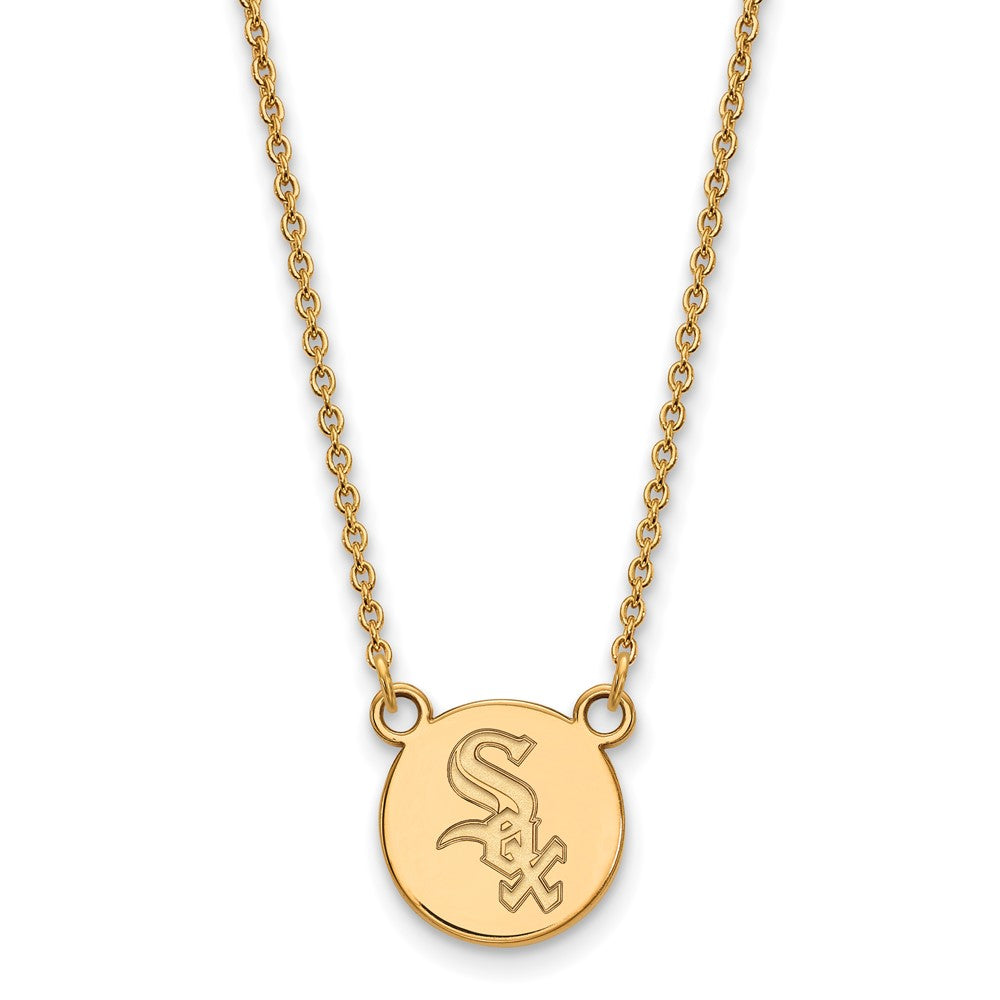 14K Gold Plated S.S. MLB Chicago White Sox SM Disc Necklace, 18 Inch, Item N25590 by The Black Bow Jewelry Co.
