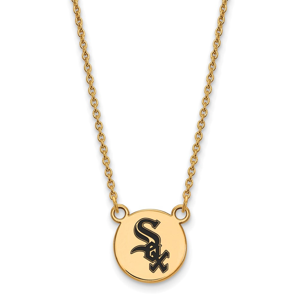 14K Gold Plated S.S. MLB Chicago White Sox SM Enamel Necklace, 18 Inch, Item N25591 by The Black Bow Jewelry Co.