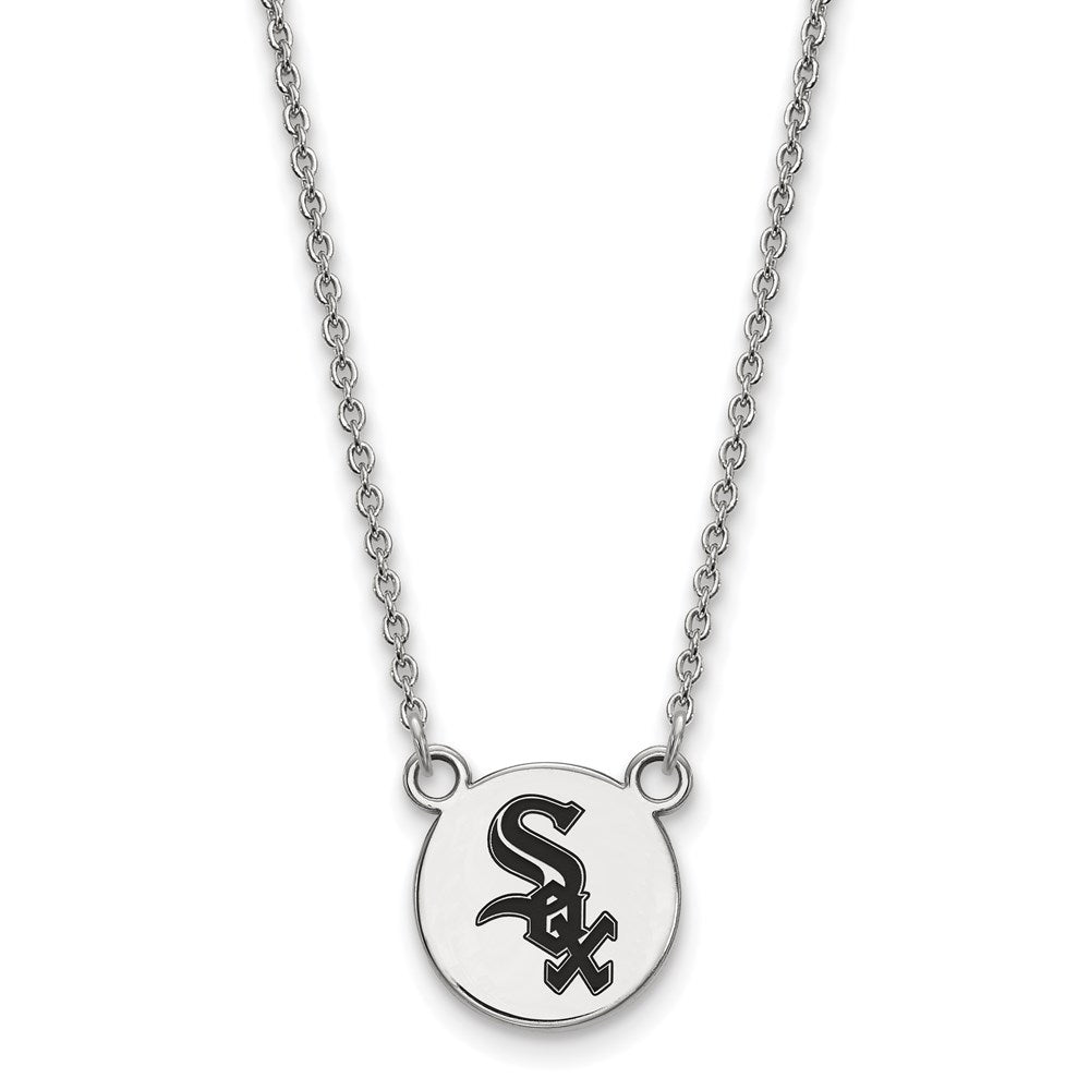 Sterling Silver MLB Chicago White Sox SM Enamel Disc Necklace, 18 Inch, Item N25593 by The Black Bow Jewelry Co.