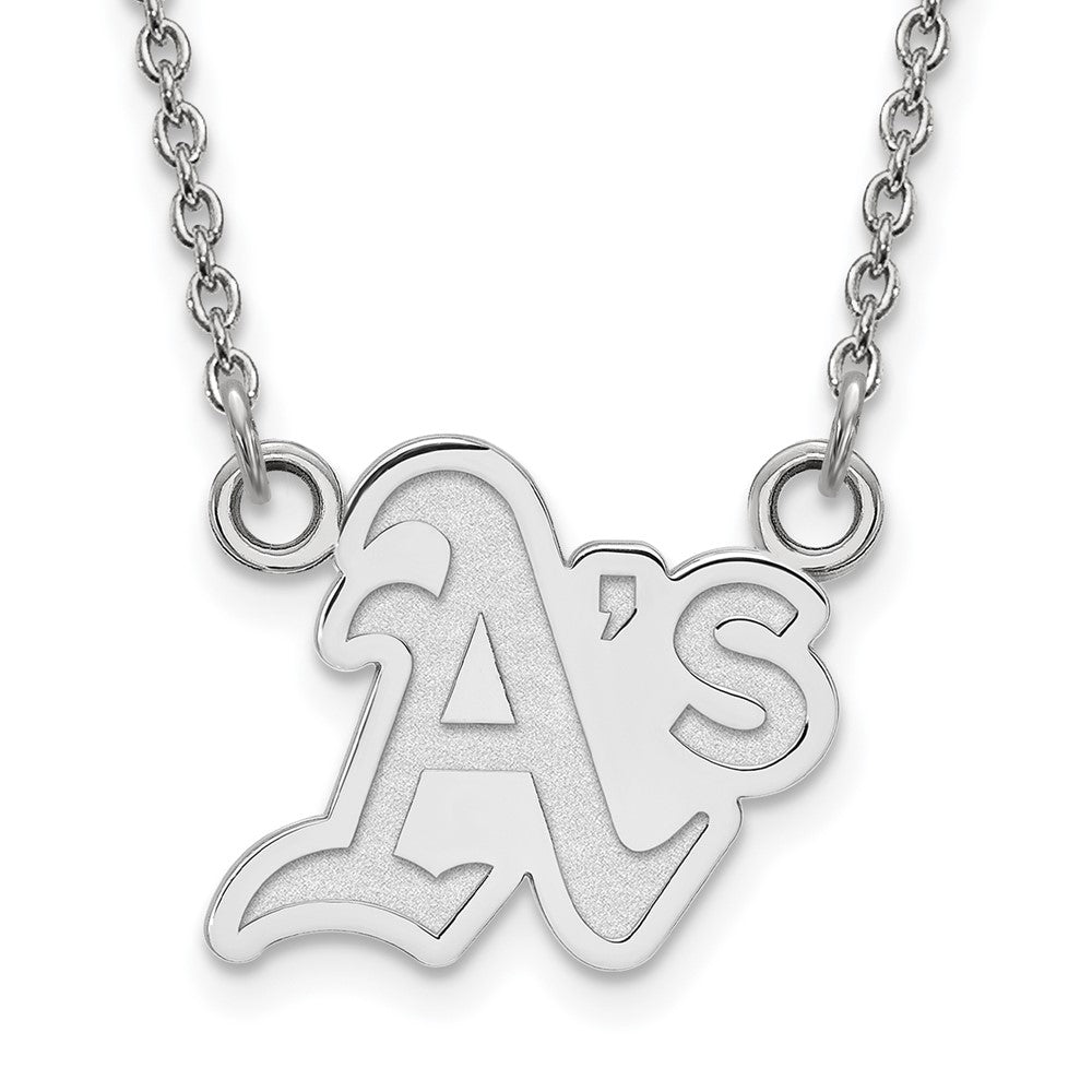 14K White Gold MLB Athletics Small Logo Necklace, 18 Inch, Item N25599 by The Black Bow Jewelry Co.