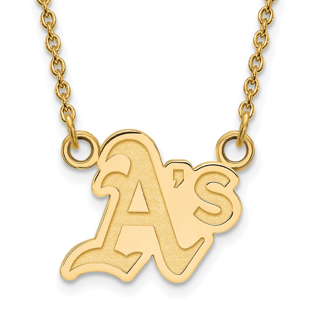 14K Yellow Gold MLB Athletics Small Logo Necklace, 18 Inch, Item N25600 by The Black Bow Jewelry Co.