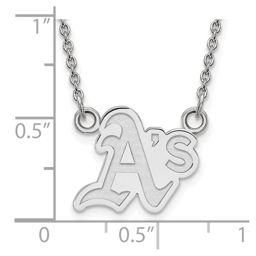 Alternate view of the Sterling Silver MLB Athletics Small Logo Necklace, 18 Inch by The Black Bow Jewelry Co.