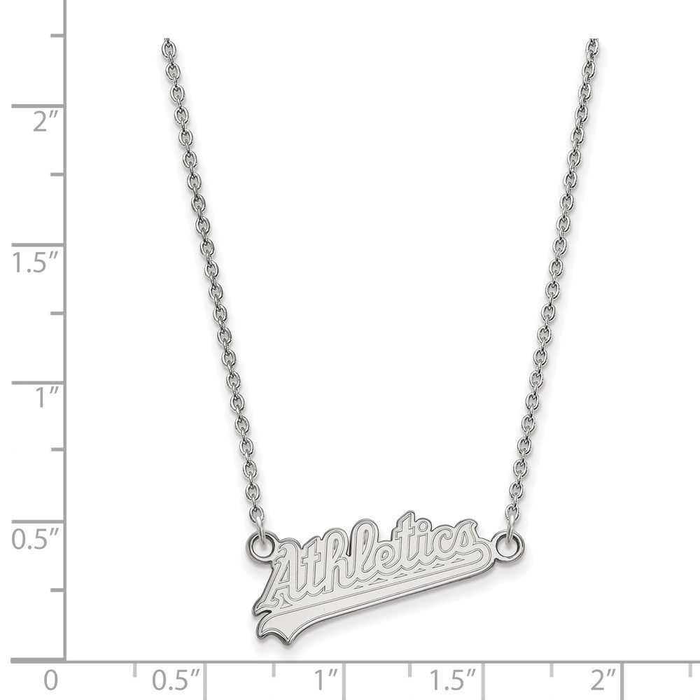 Alternate view of the 14K White Gold MLB Athletics Small Script Necklace, 18 Inch by The Black Bow Jewelry Co.