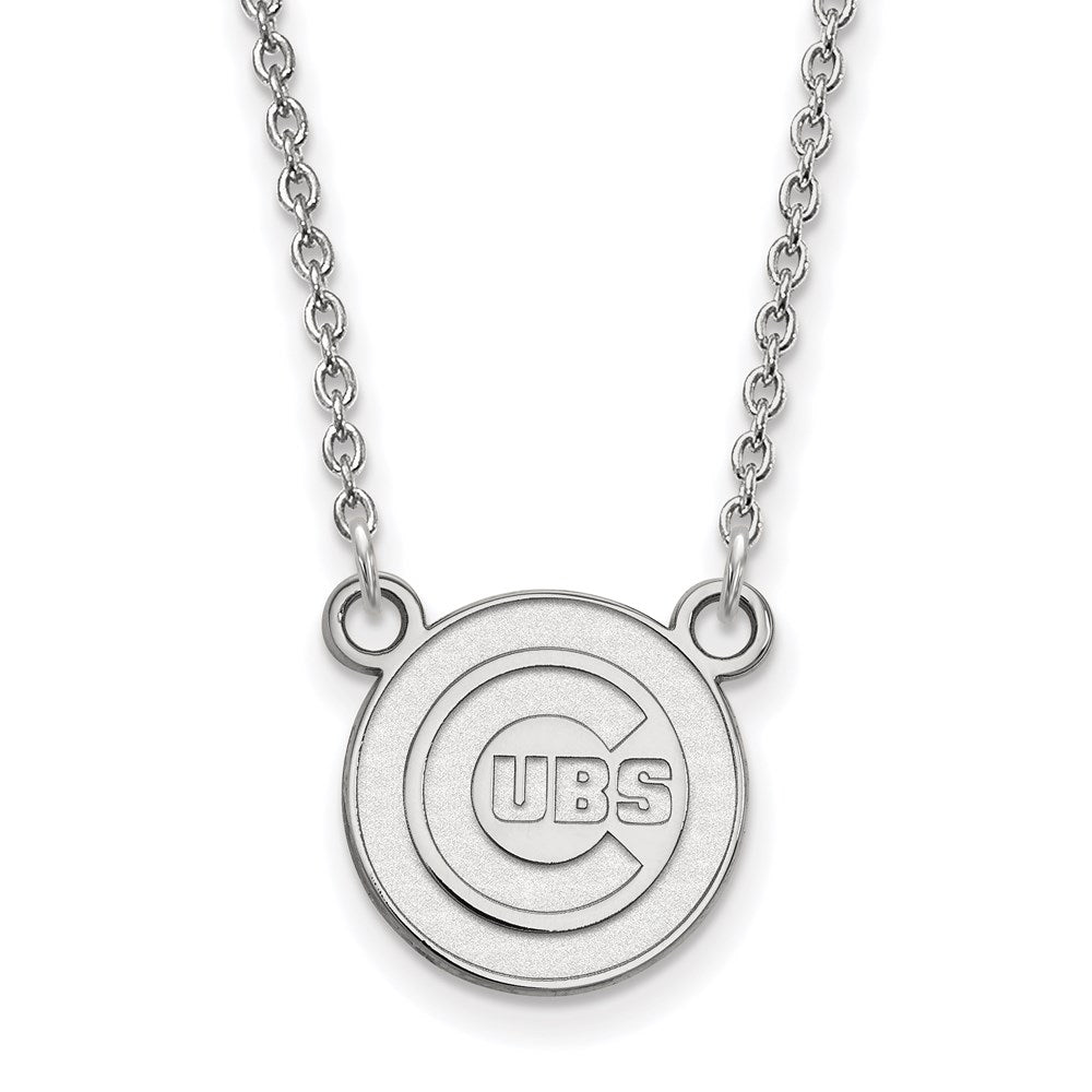 14K White Gold MLB Chicago Cubs Small Disc Necklace, 18 Inch, Item N25612 by The Black Bow Jewelry Co.