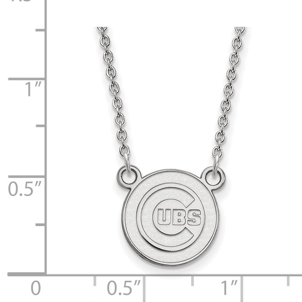 Alternate view of the Sterling Silver MLB Chicago Cubs Small Disc Necklace, 18 Inch by The Black Bow Jewelry Co.