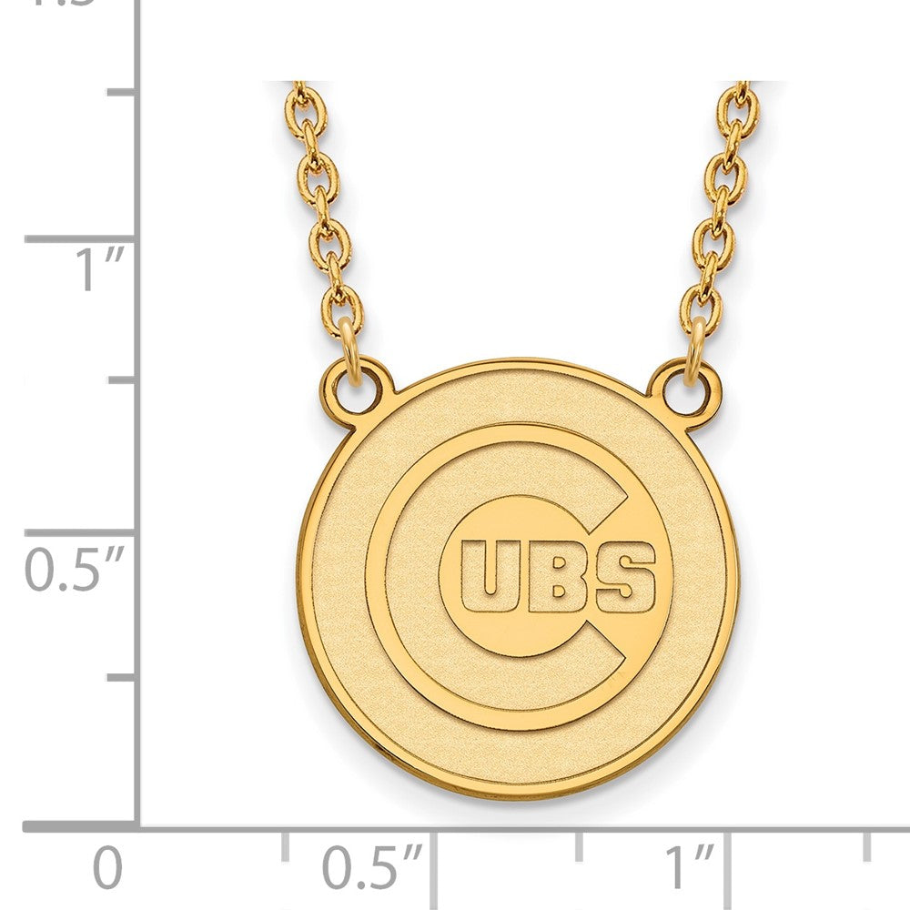 Alternate view of the 14K Gold Plated S.S. MLB Chicago Cubs Large Disc Necklace, 18 Inch by The Black Bow Jewelry Co.