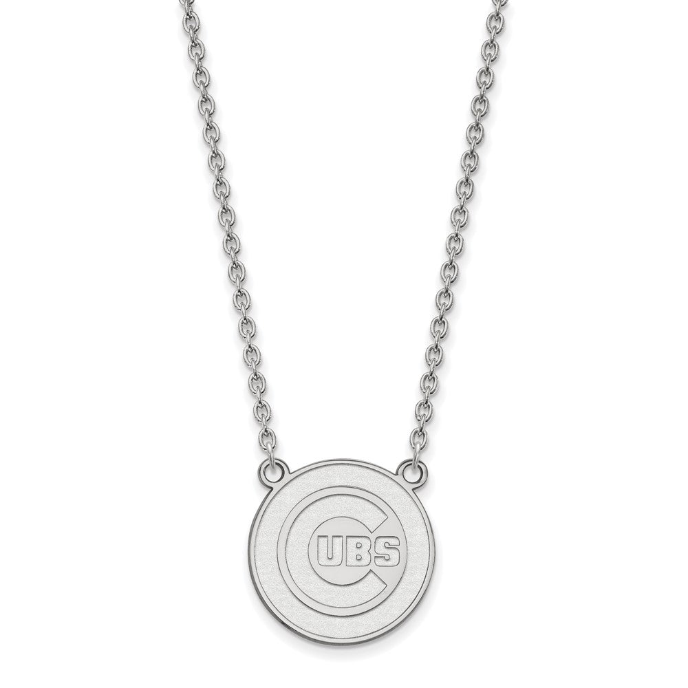 Sterling Silver MLB Chicago Cubs Large Disc Necklace, 18 Inch, Item N25621 by The Black Bow Jewelry Co.
