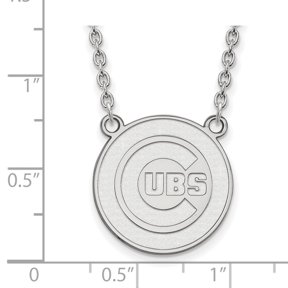 Alternate view of the Sterling Silver MLB Chicago Cubs Large Disc Necklace, 18 Inch by The Black Bow Jewelry Co.