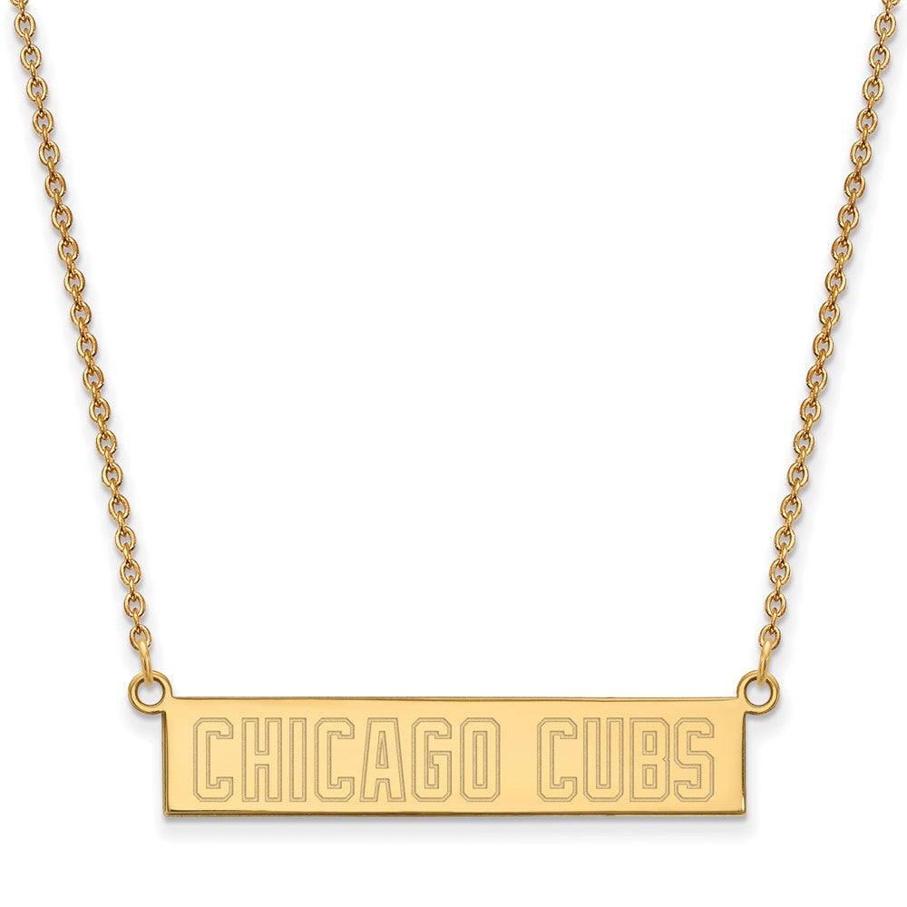 14K Gold Plated S.S. MLB Chicago Cubs Small Bar Necklace, 18 Inch, Item N25622 by The Black Bow Jewelry Co.