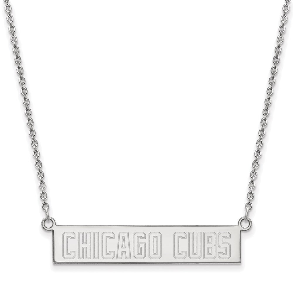 Sterling Silver MLB Chicago Cubs Small Bar Necklace, 18 Inch, Item N25623 by The Black Bow Jewelry Co.