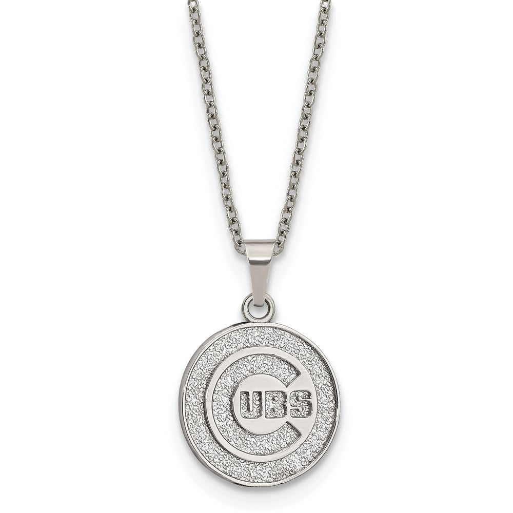 Stainless Steel MLB Chicago Cubs Medium Disc Necklace, 18-20 inch, Item N25624 by The Black Bow Jewelry Co.