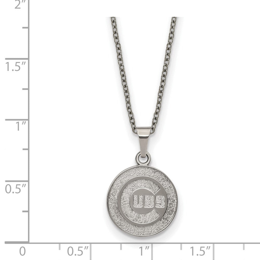 Alternate view of the Stainless Steel MLB Chicago Cubs Medium Disc Necklace, 18-20 inch by The Black Bow Jewelry Co.