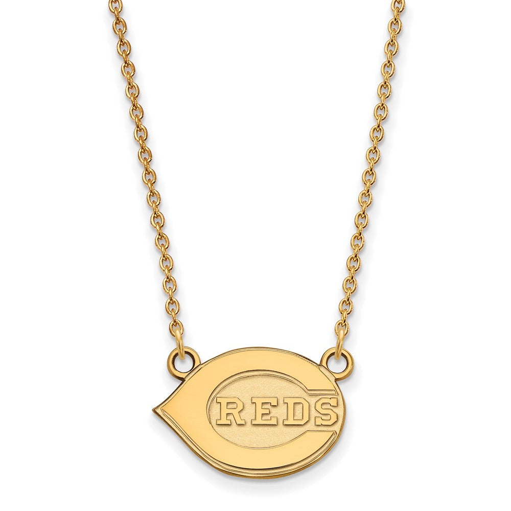 14K Gold Plated S.S. MLB Cincinnati Reds Small Logo Necklace, 18 Inch, Item N25629 by The Black Bow Jewelry Co.