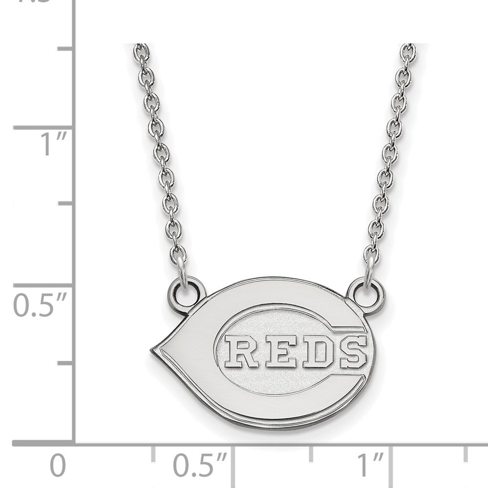 Alternate view of the Sterling Silver MLB Cincinnati Reds Small Logo Necklace, 18 Inch by The Black Bow Jewelry Co.