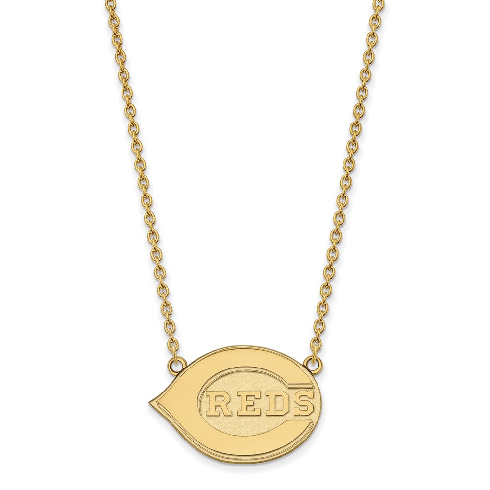 10K Yellow Gold MLB Cincinnati Reds Large Logo Necklace, 18 Inch, Item N25632 by The Black Bow Jewelry Co.