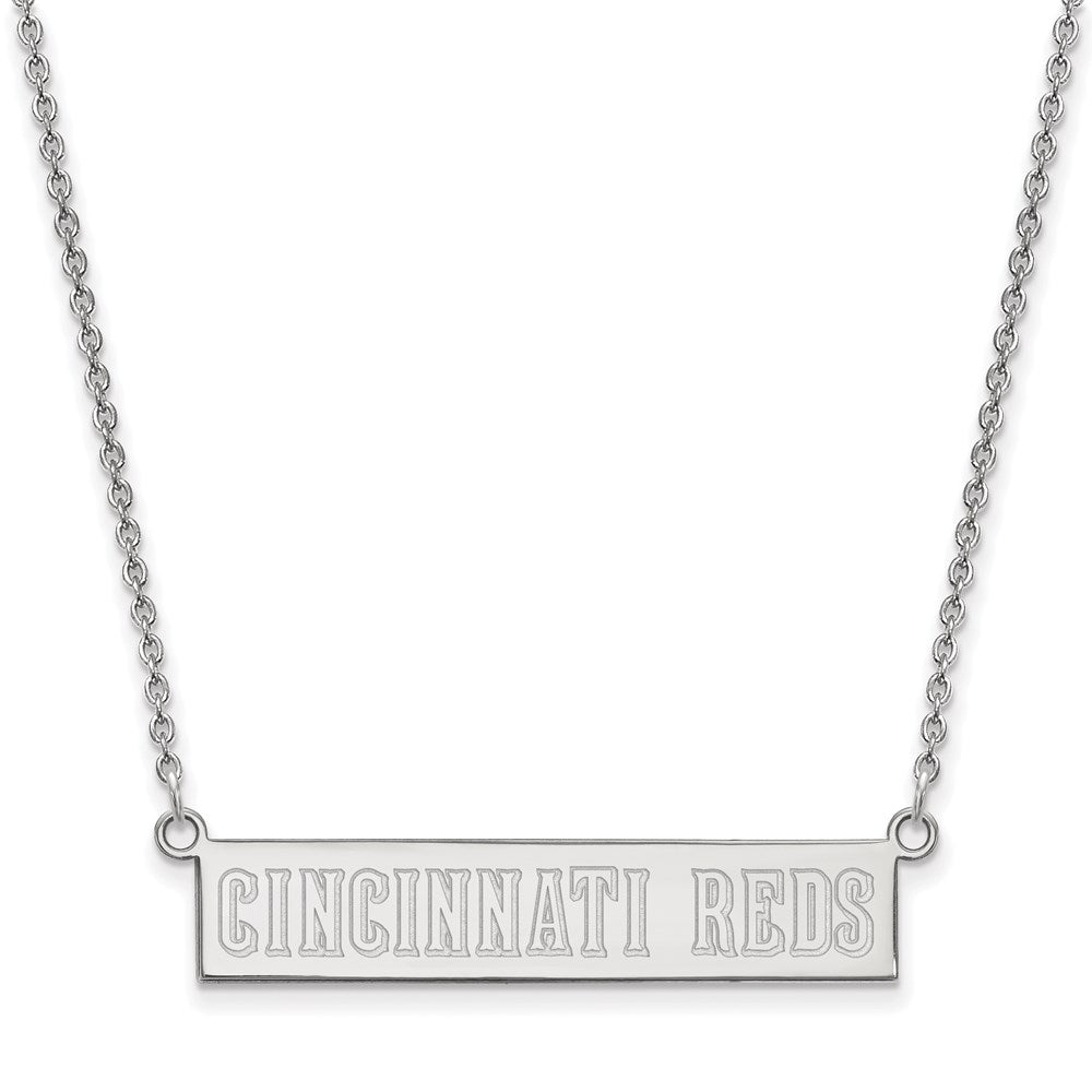 Sterling Silver MLB Cincinnati Reds Small Bar Necklace, 18 Inch, Item N25644 by The Black Bow Jewelry Co.