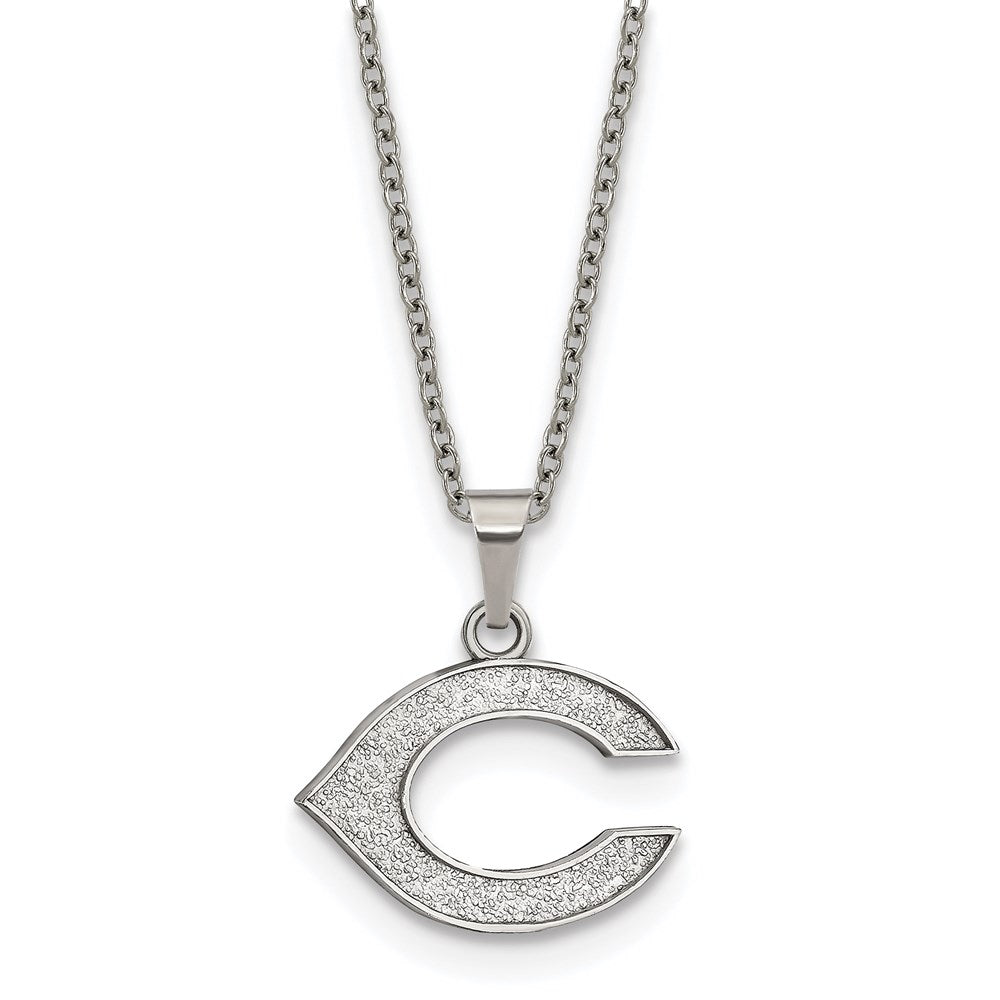 Stainless Steel MLB Cincinnati Reds Small Letter C Necklace, 18-20 In, Item N25645 by The Black Bow Jewelry Co.