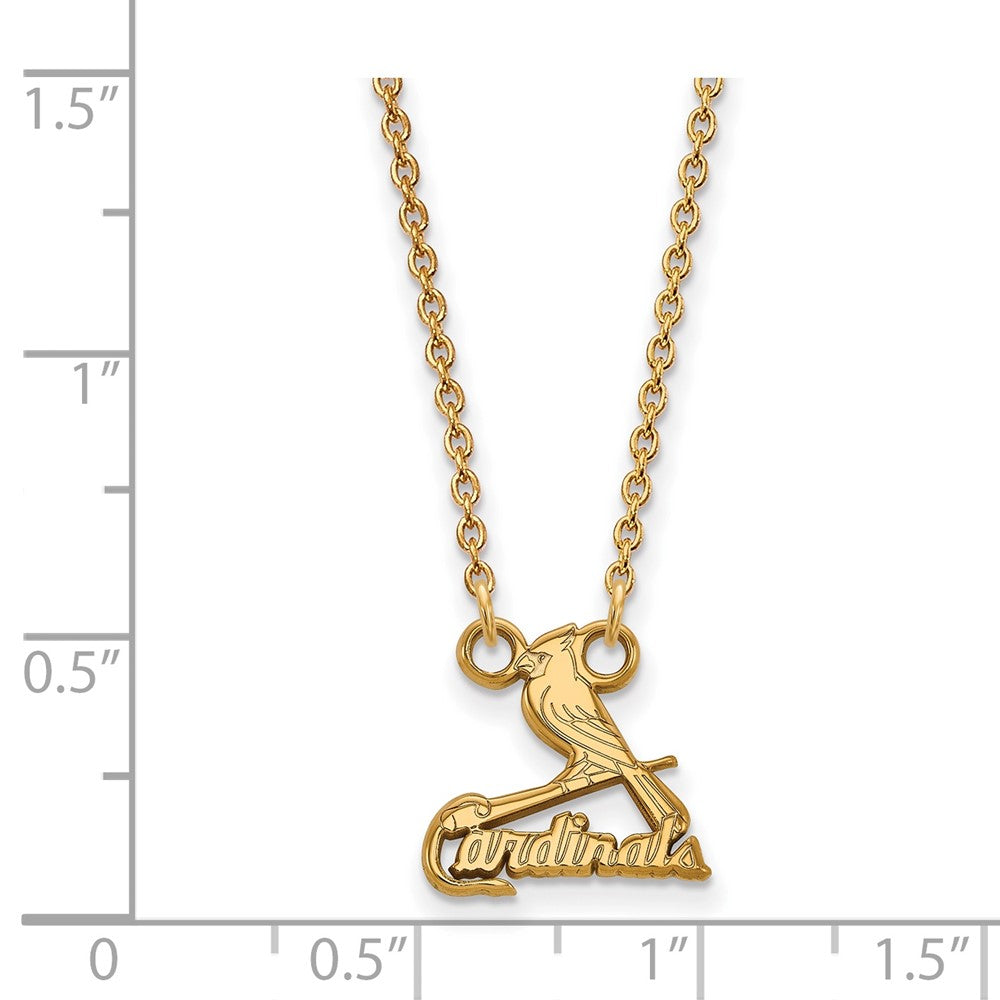 Alternate view of the 10K Yellow Gold MLB St. Louis Cardinals Small Script Necklace, 18 Inch by The Black Bow Jewelry Co.