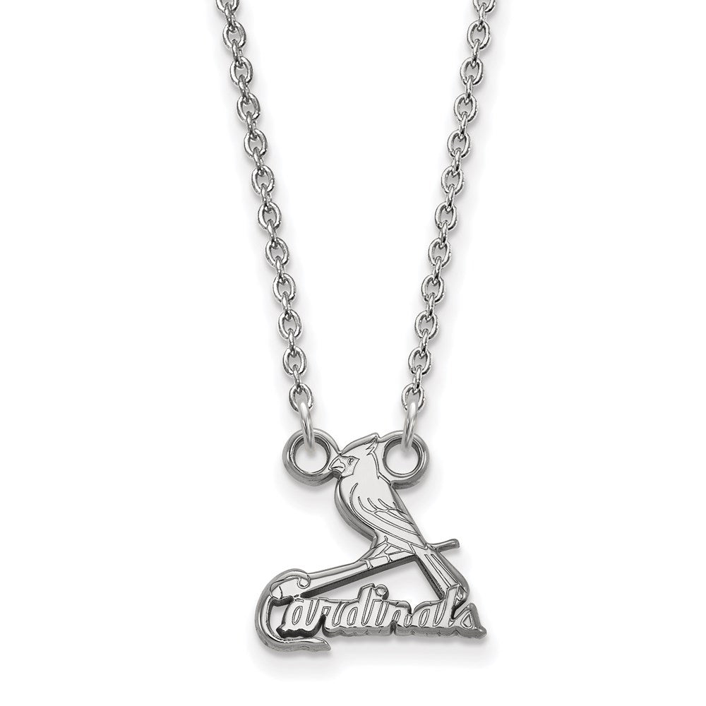 14K White Gold MLB St. Louis Cardinals Small Script Necklace, 18 Inch, Item N25648 by The Black Bow Jewelry Co.