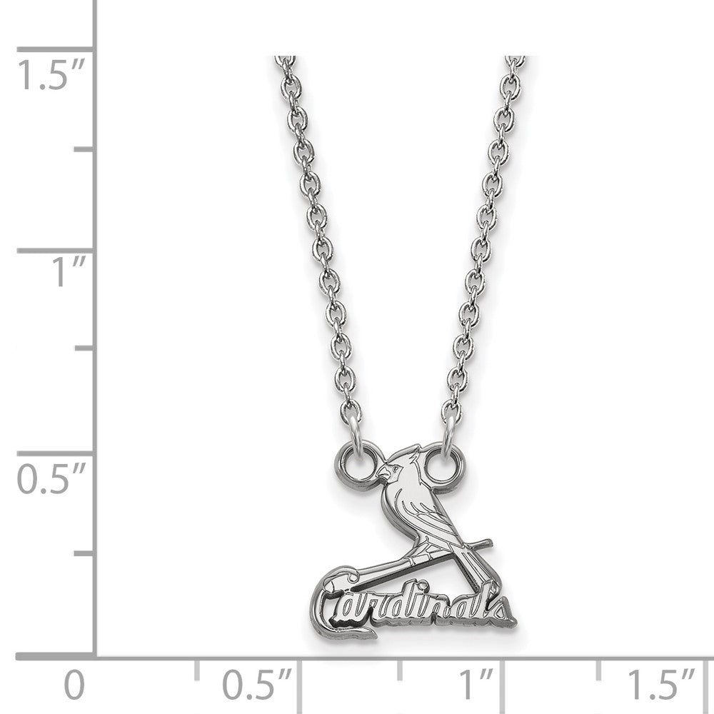 Alternate view of the 14K White Gold MLB St. Louis Cardinals Small Script Necklace, 18 Inch by The Black Bow Jewelry Co.