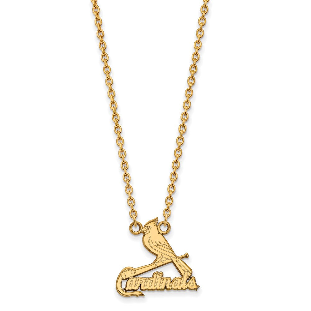 14K Yellow Gold MLB St. Louis Cardinals Large Script Necklace, 18 Inch, Item N25655 by The Black Bow Jewelry Co.