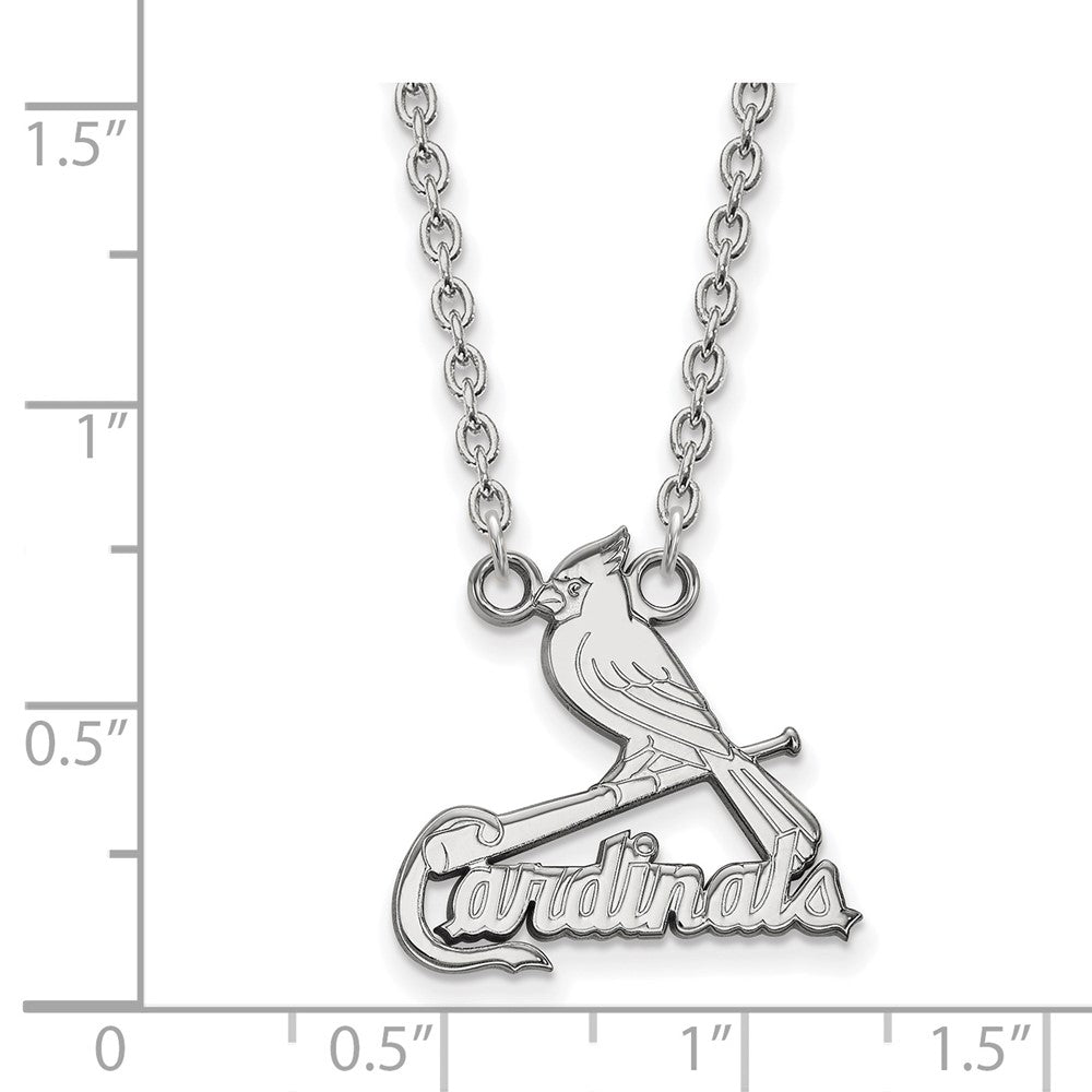 Alternate view of the Sterling Silver MLB St. Louis Cardinals Large Script Necklace, 18 Inch by The Black Bow Jewelry Co.