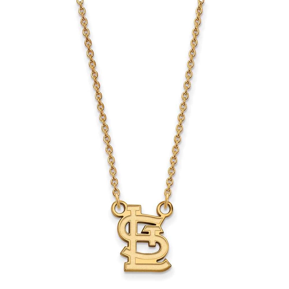 10K Yellow Gold MLB St. Louis Cardinals Small STL Necklace, 18 Inch, Item N25659 by The Black Bow Jewelry Co.