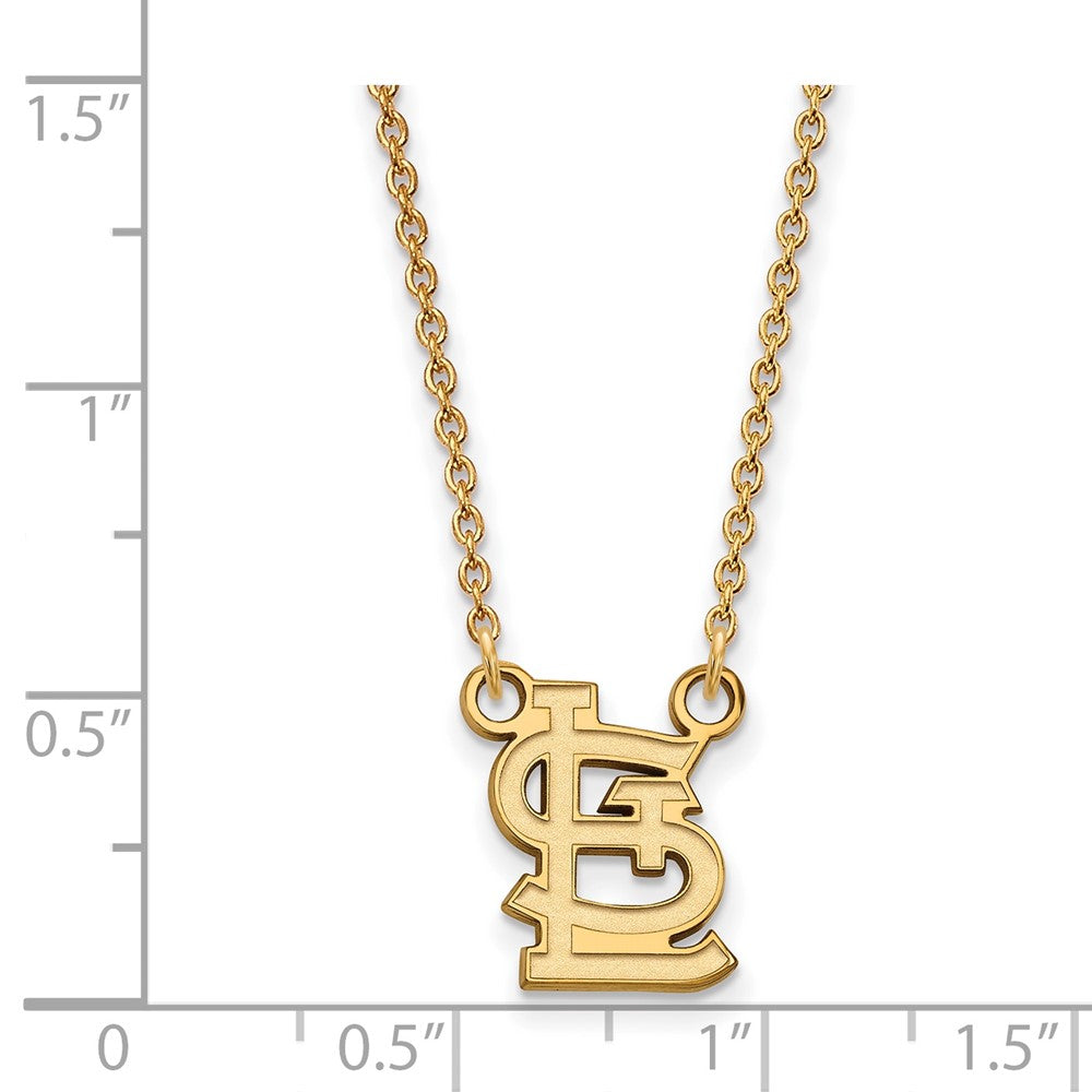 Alternate view of the 10K Yellow Gold MLB St. Louis Cardinals Small STL Necklace, 18 Inch by The Black Bow Jewelry Co.