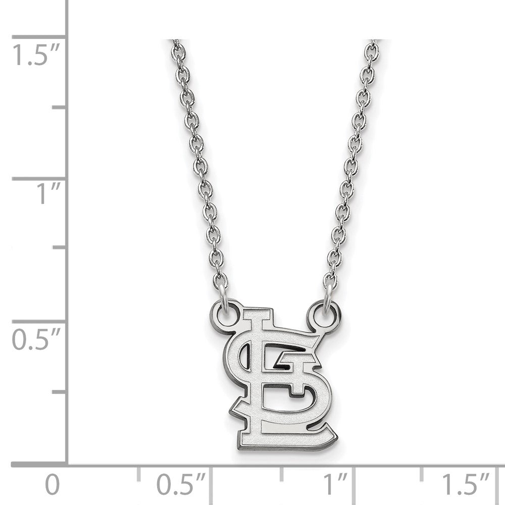 Alternate view of the 14K White Gold MLB St. Louis Cardinals Small STL Necklace, 18 Inch by The Black Bow Jewelry Co.