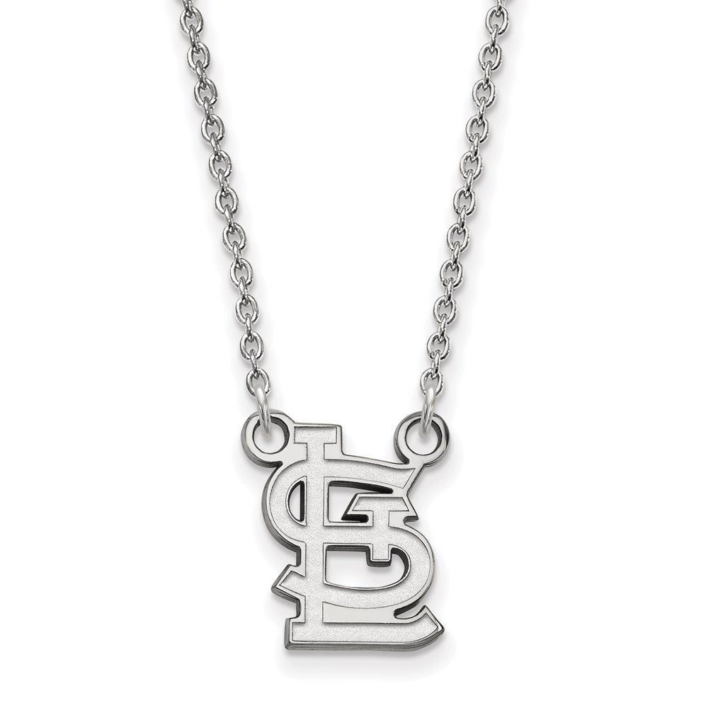 Sterling Silver MLB St. Louis Cardinals Small STL Necklace, 18 Inch, Item N25663 by The Black Bow Jewelry Co.