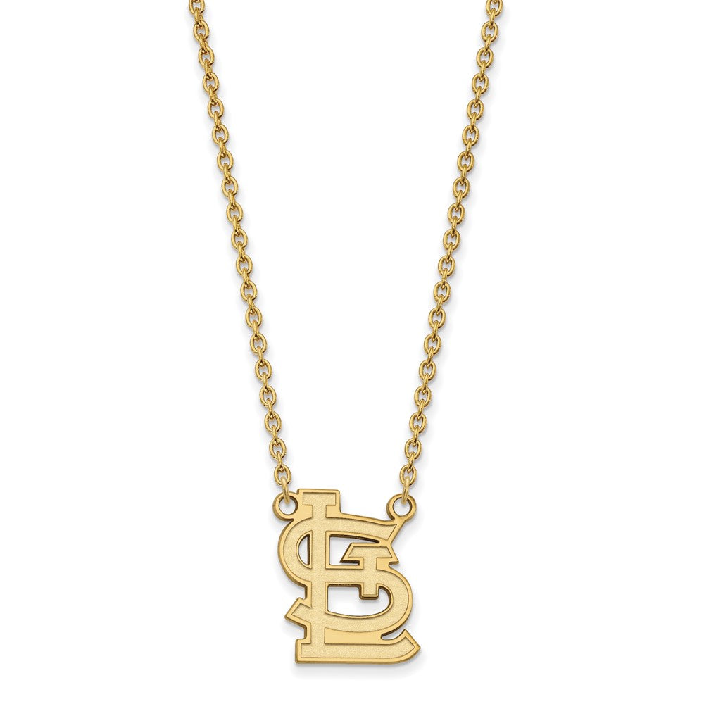 10K Yellow Gold MLB St. Louis Cardinals Large STL Necklace, 18 Inch, Item N25665 by The Black Bow Jewelry Co.