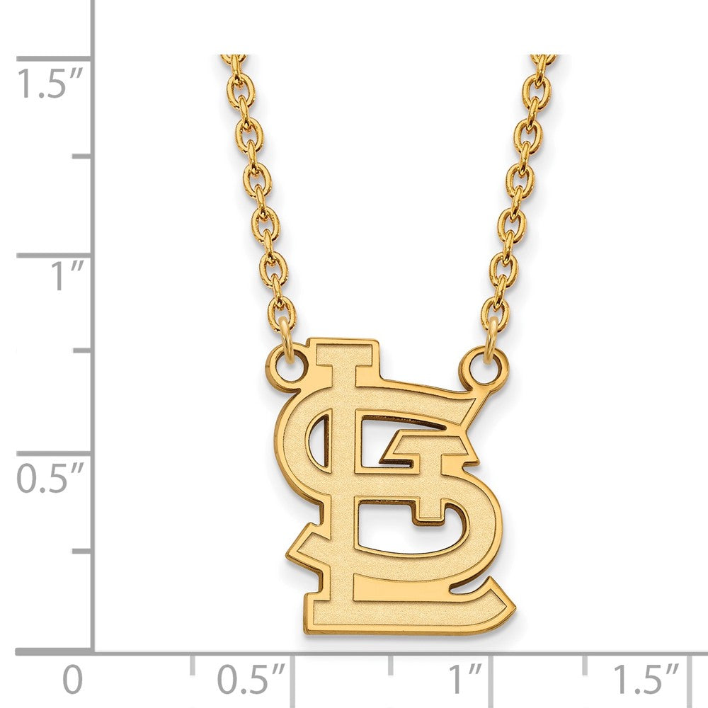 Alternate view of the 10K Yellow Gold MLB St. Louis Cardinals Large STL Necklace, 18 Inch by The Black Bow Jewelry Co.