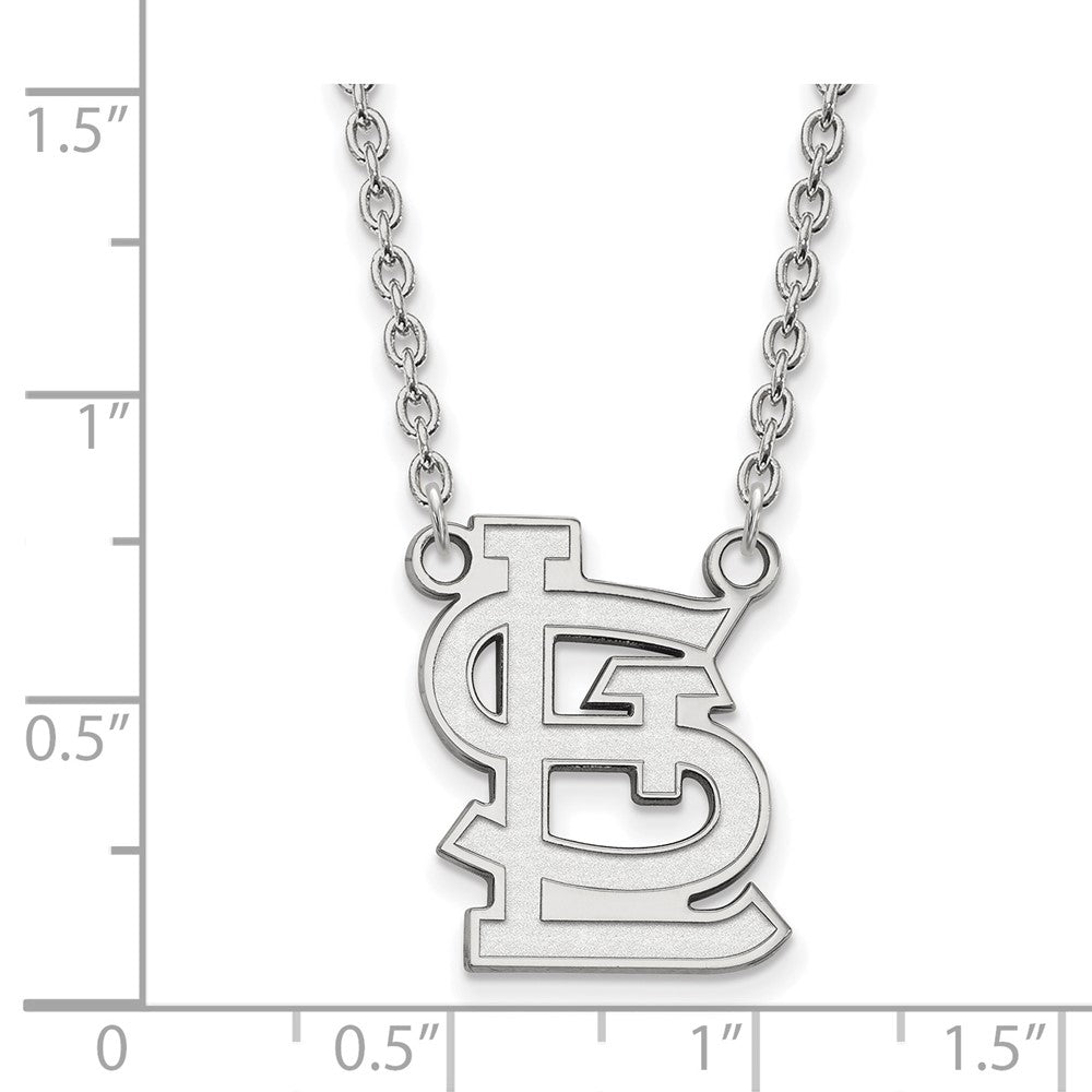Alternate view of the Sterling Silver MLB St. Louis Cardinals Large STL Necklace, 18 Inch by The Black Bow Jewelry Co.