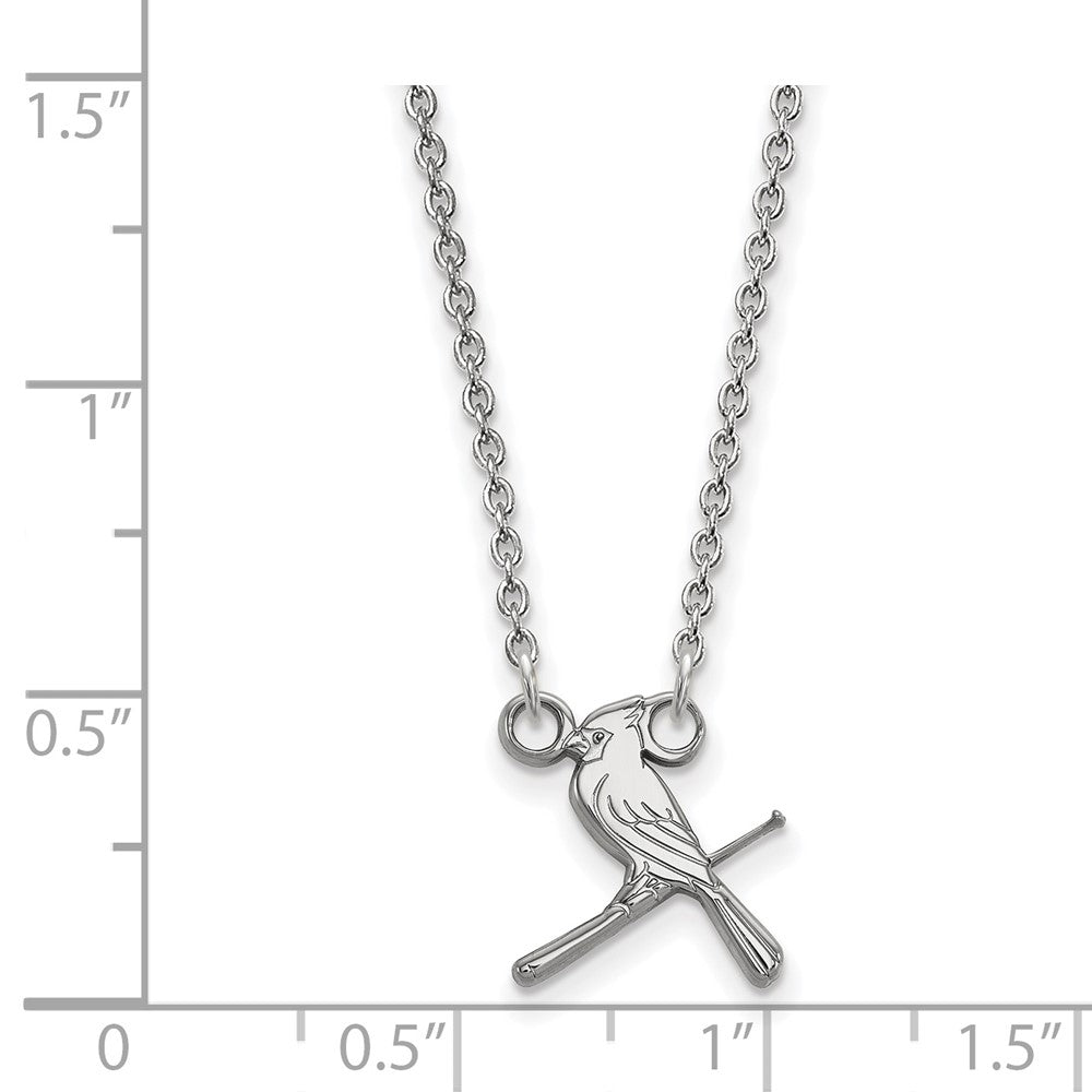 Alternate view of the 10K White Gold MLB St. Louis Cardinals Small Bird/Bat Necklace, 18 In by The Black Bow Jewelry Co.