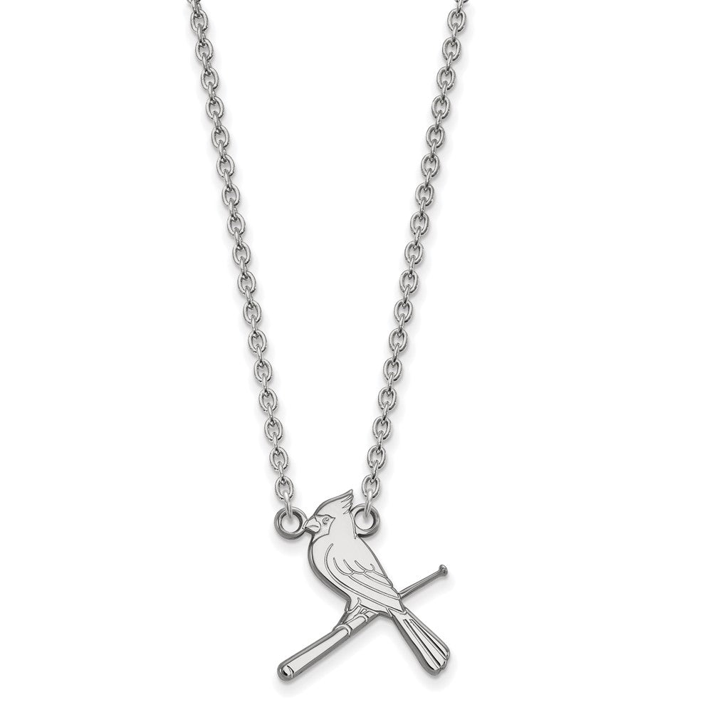 10K White Gold MLB St. Louis Cardinals Large Bird/Bat Necklace, 18 In, Item N25676 by The Black Bow Jewelry Co.