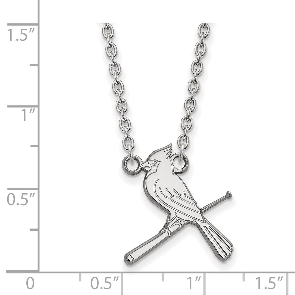 Alternate view of the 10K White Gold MLB St. Louis Cardinals Large Bird/Bat Necklace, 18 In by The Black Bow Jewelry Co.