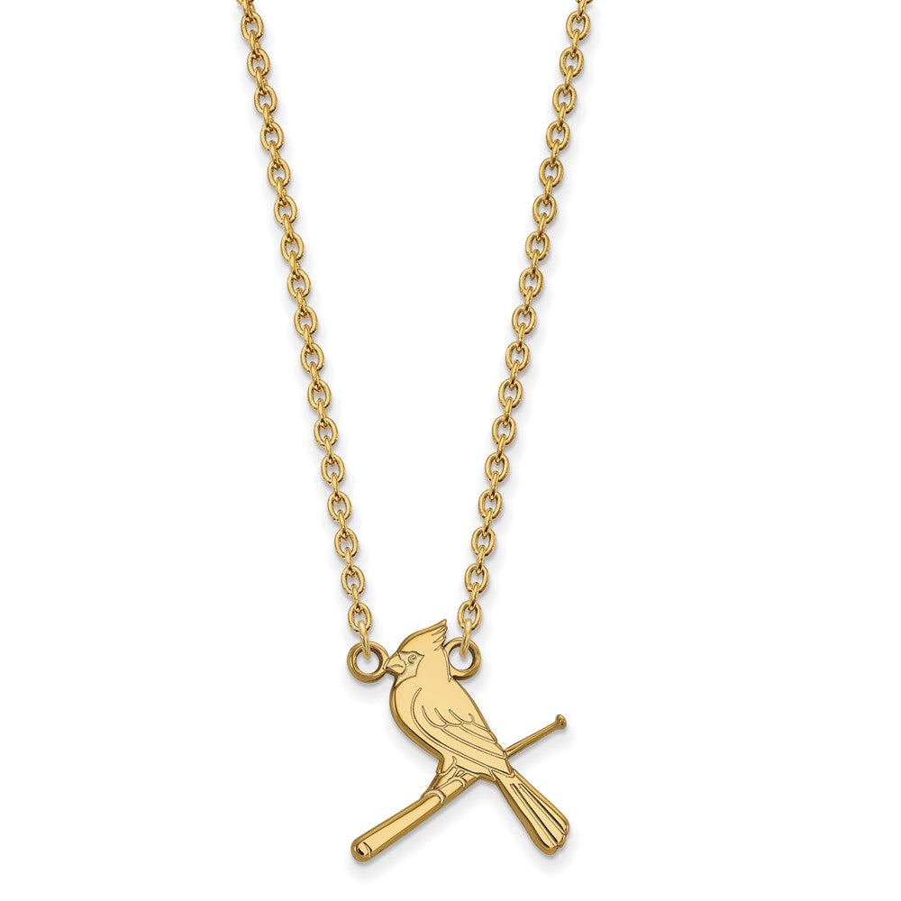 14K Yellow Gold MLB St. Louis Cardinals Large Bird/Bat Necklace, 18 In, Item N25679 by The Black Bow Jewelry Co.