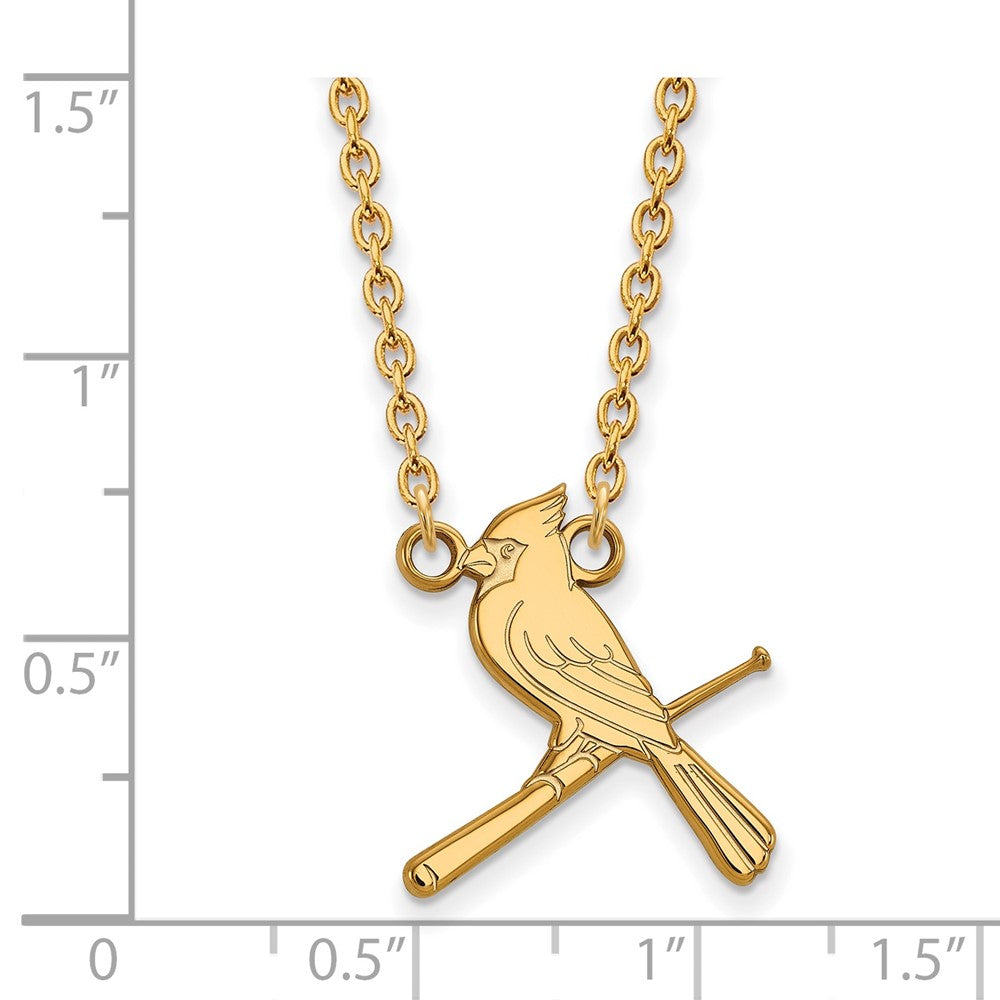 Alternate view of the 14K Gold Plated S.S. MLB St. Louis Cardinals Large Necklace, 18 Inch by The Black Bow Jewelry Co.