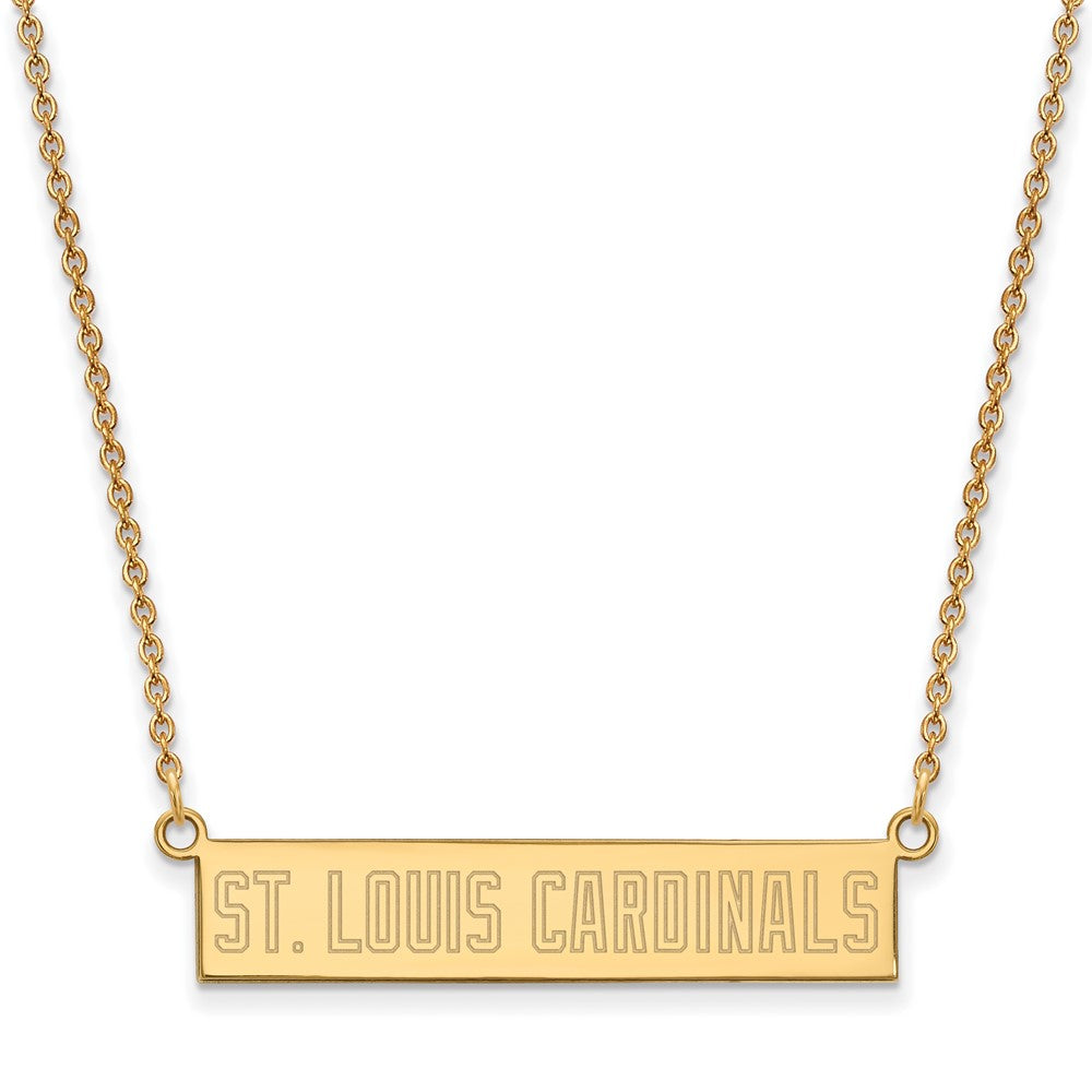 14K Gold Plated S.S. MLB St. Louis Cardinals Small Bar Necklace, 18 In, Item N25682 by The Black Bow Jewelry Co.